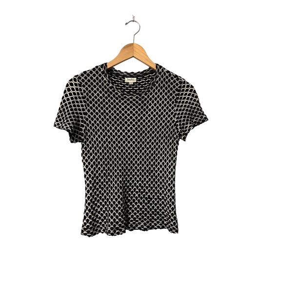 Neiman Marcus Tops - Neiman Marcus Womens Black‎ White Geometric Pattern Short Sleeve Top Size S